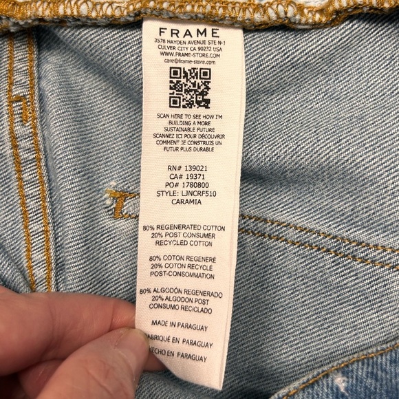 FRAME Denim Le Jane Crop Raw Fray Hem Ultra High Rise Straight Leg Jean NWOT - Picture 14 of 15